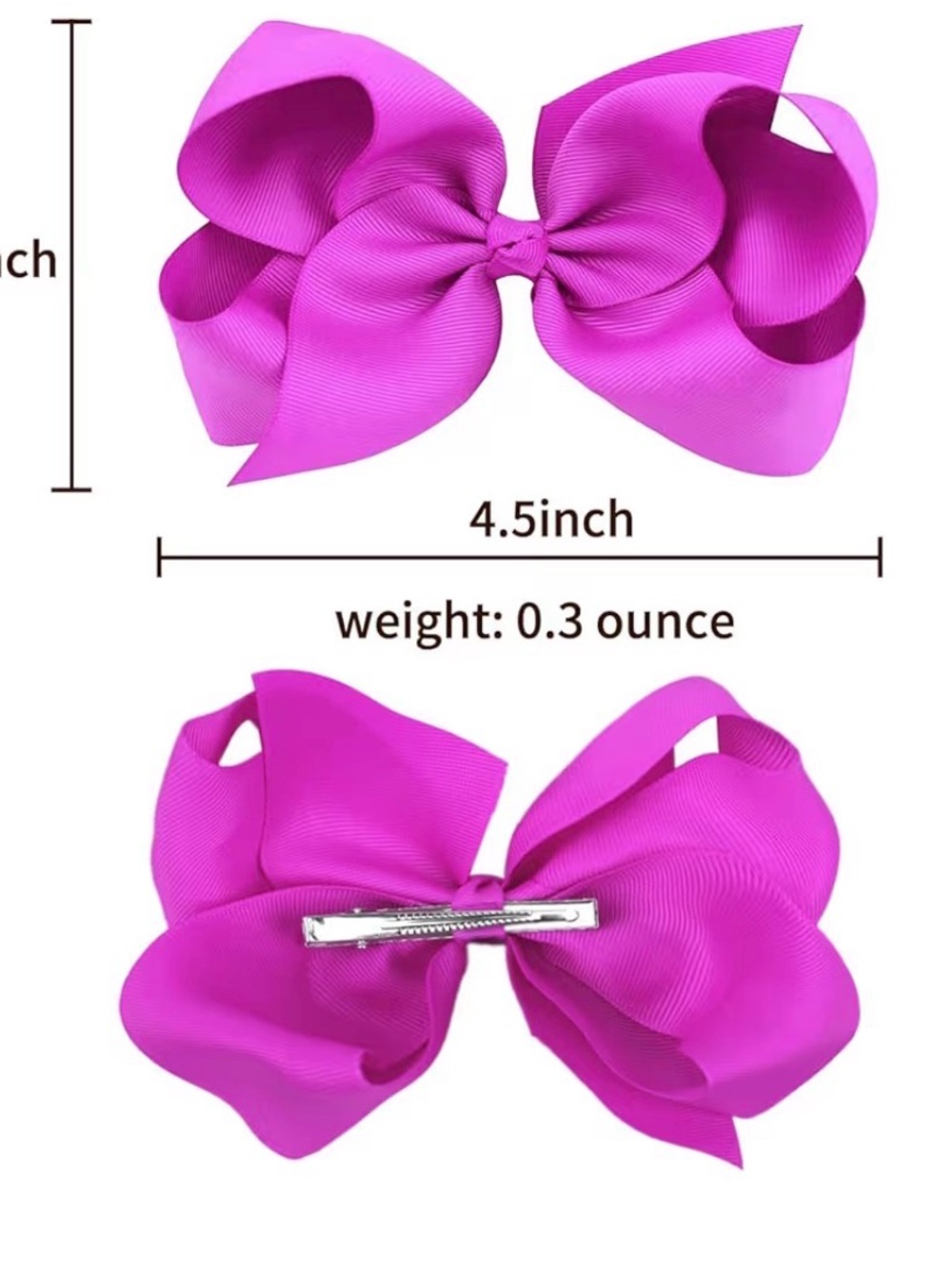 Girls Bright Magenta Hair Bow Clip - Kids Accessories